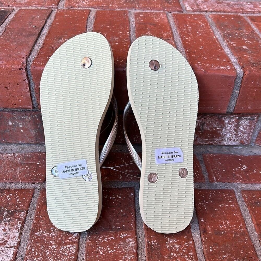 NWT Havaianas Slim Iridescent Flip Flop Sandals Lime Green Women’s Size 9/10 New - Picture 6 of 7